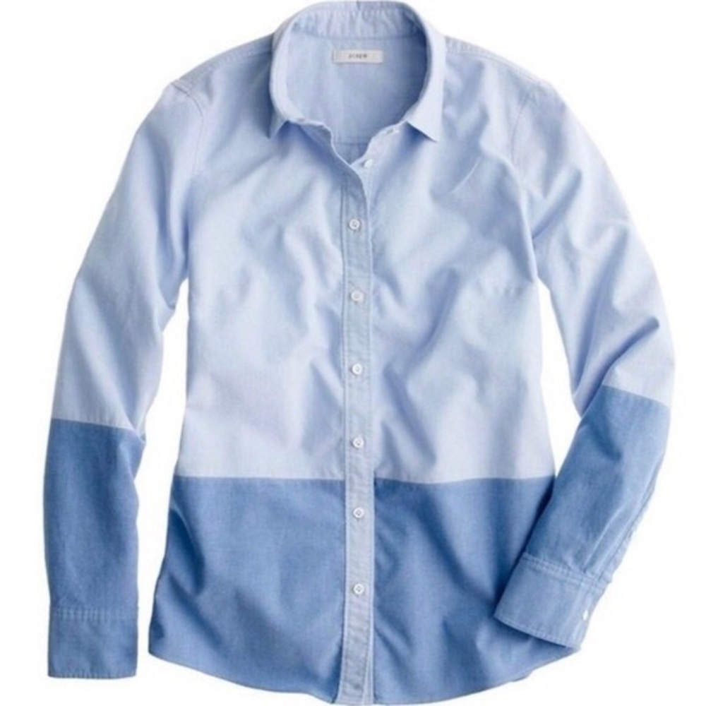 J. Crew Blue Two Tone Color-block Oxford Boy Shirt